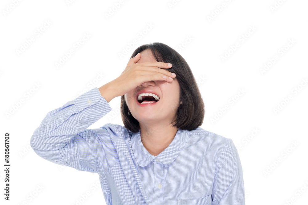 portrait of a beautiful asian businesswoman laughing. Isolated on white background portrait of a beautiful asian businesswoman laughing. Isolated on white background