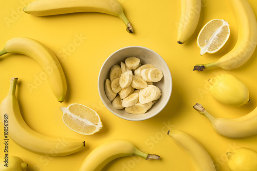 Plate with cut bananas