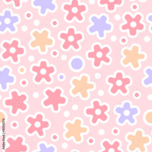 Pastel colored flowers cute crochet seamless pattern, vector