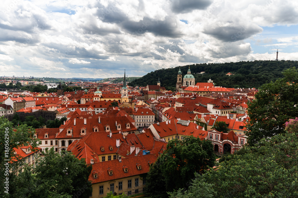 Top view on a cloudy Prague