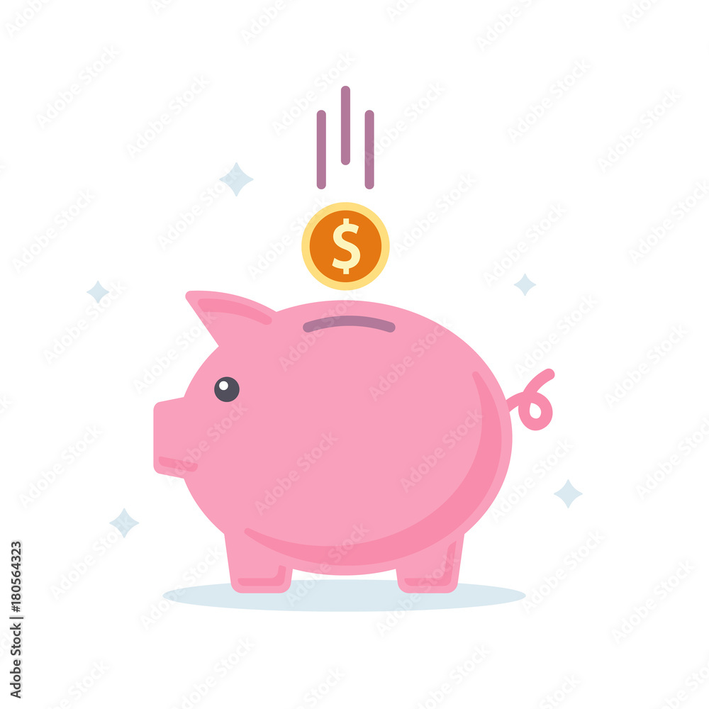 Obraz premium Piggy bank. Banking investment concept. Flat style