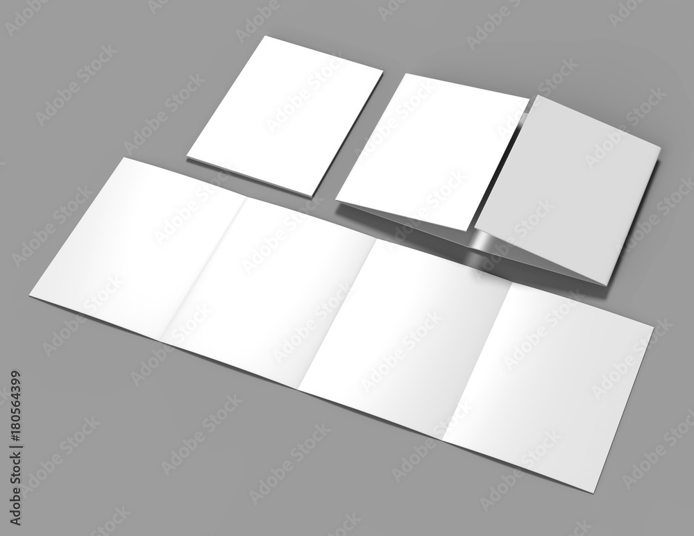 Double gate fold brochure blank white template for mock up and Double gate fold brochure blank white template for mock up and