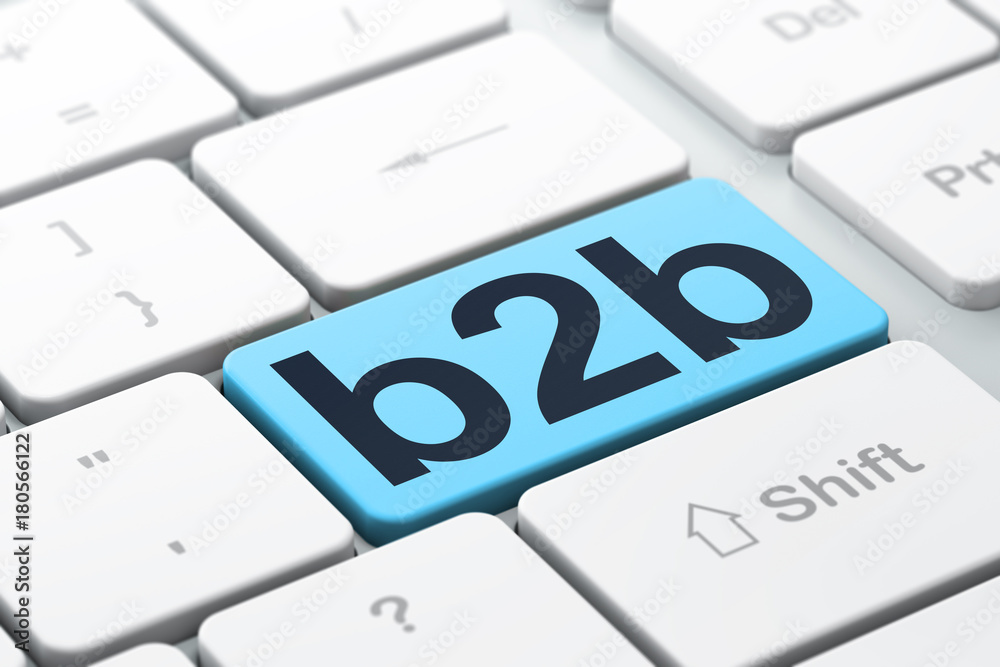 Business concept: computer keyboard with word B2b, selected focus on enter button background, 3D rendering Business concept: computer keyboard with word B2b, selected focus on enter button background, 3D rendering