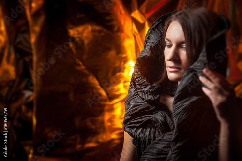 Girl wrapped in foil. Long ...