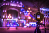 Photography of the night city. Photographing from a tripod.