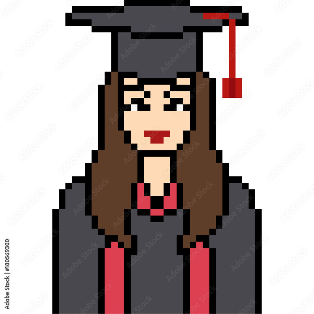 Fototapeta premium vector pixel art graduation