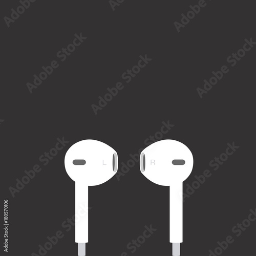 White music earphones with connector. vector and illustration design.