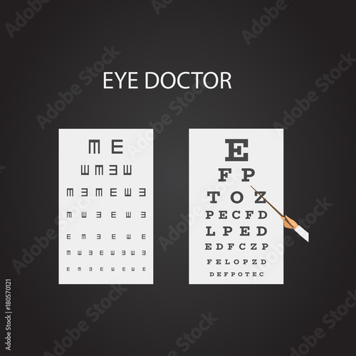 Chart Test table with letters for eye examination. Eye chart test for ophthalmologist doctor