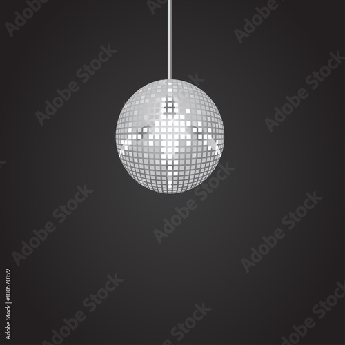 Black and white vector illustration: disco club mirror ball (glitter ball). File is easy to edit.