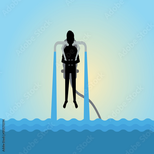Man on Flyboard. Extreme Water Sport. Pop Art vector illustration