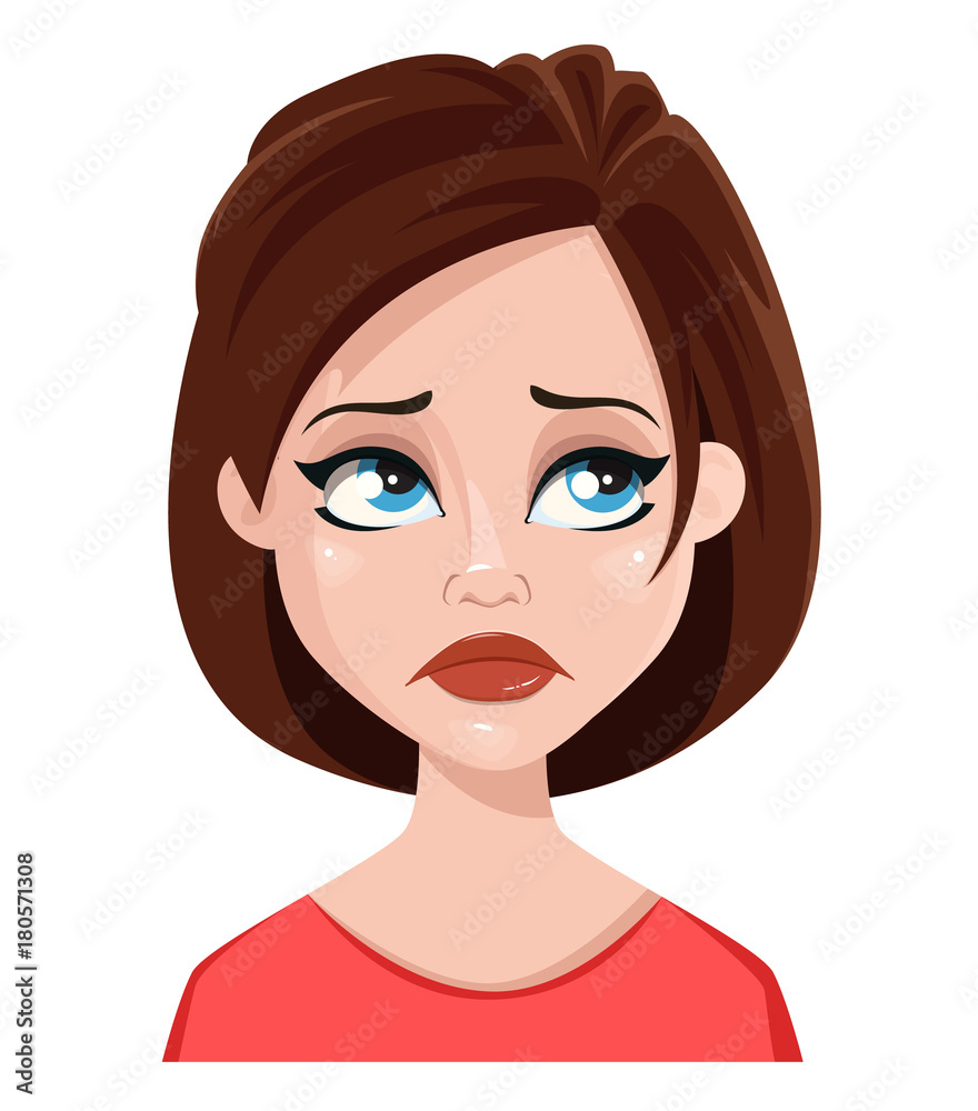 Face expression of a woman – sad, unhappy Face expression of a woman – sad, unhappy