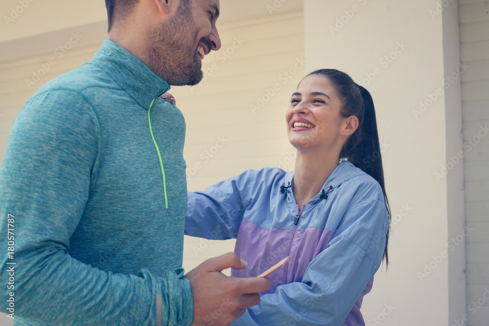 Obraz premium Get exercise and have fun. Young couple.