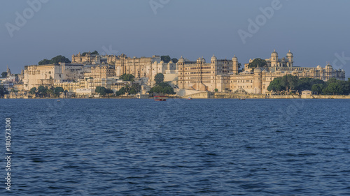Sunset in Udaipur with a panoramic view on Lake Pichola, Rajasthan, India
