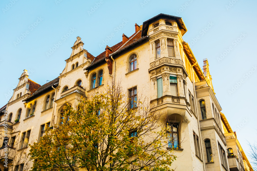 residential beautiful orange corner building in the heart of berlin