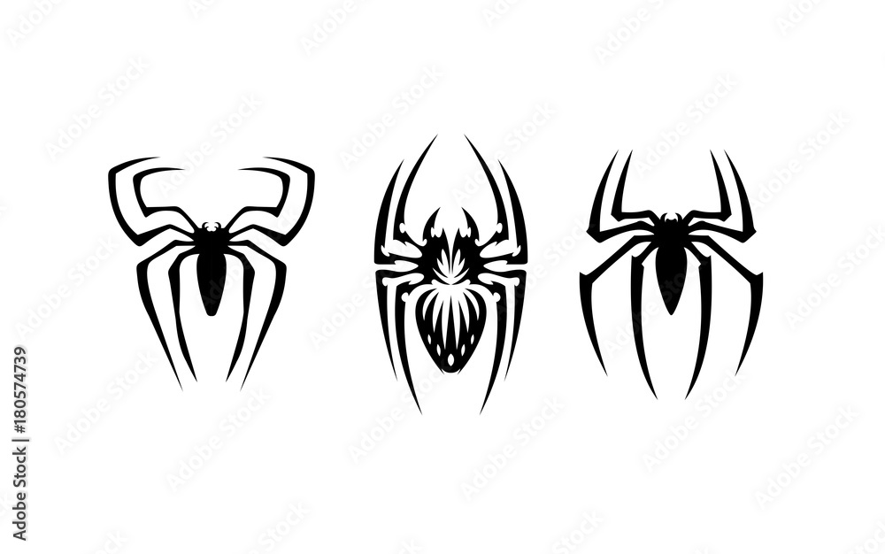 Simple tattoo, set spider design Stock Vector | Adobe Stock