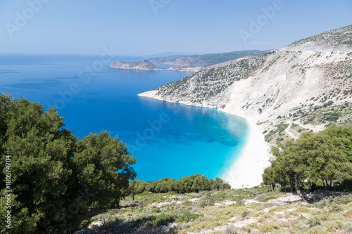 Scenic view from Myrtos Beach, Kefallonia, Greece.