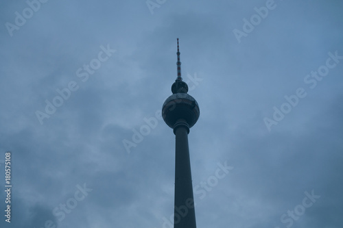 Canvas Print tv-tower at berlin on a cloudy day in vintage colors