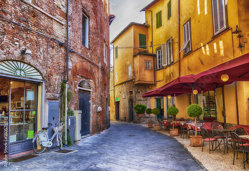 square in old town Lucca, Italy photo
