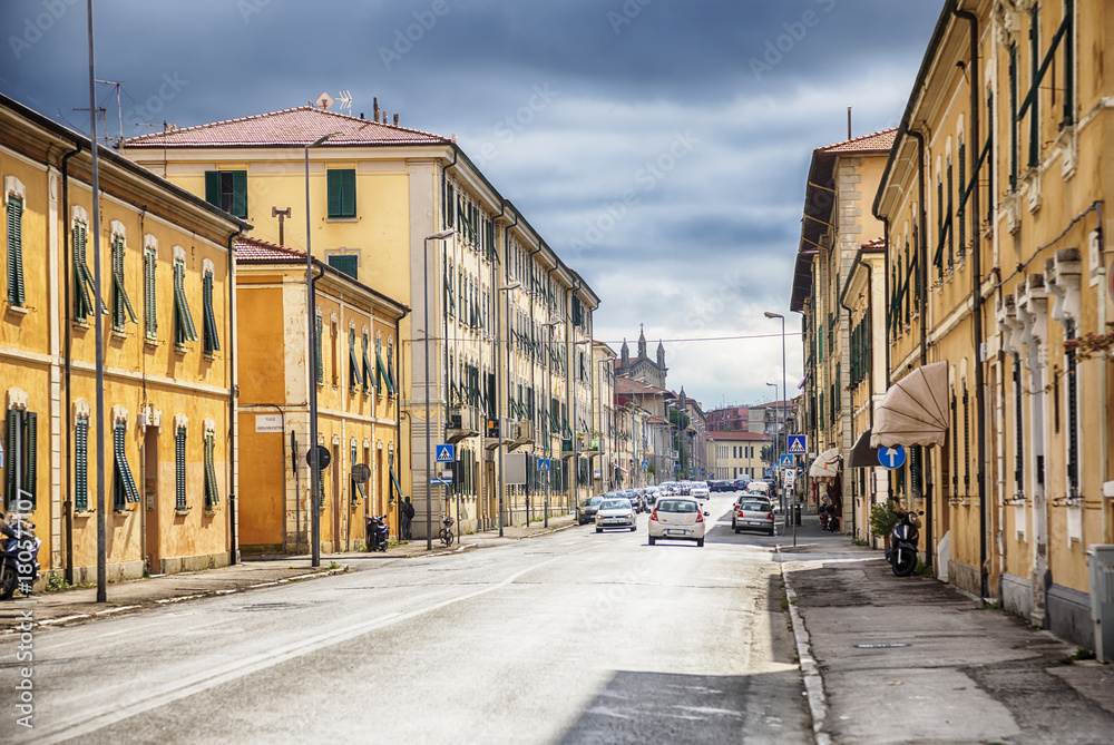 street of Italian old town Livorno