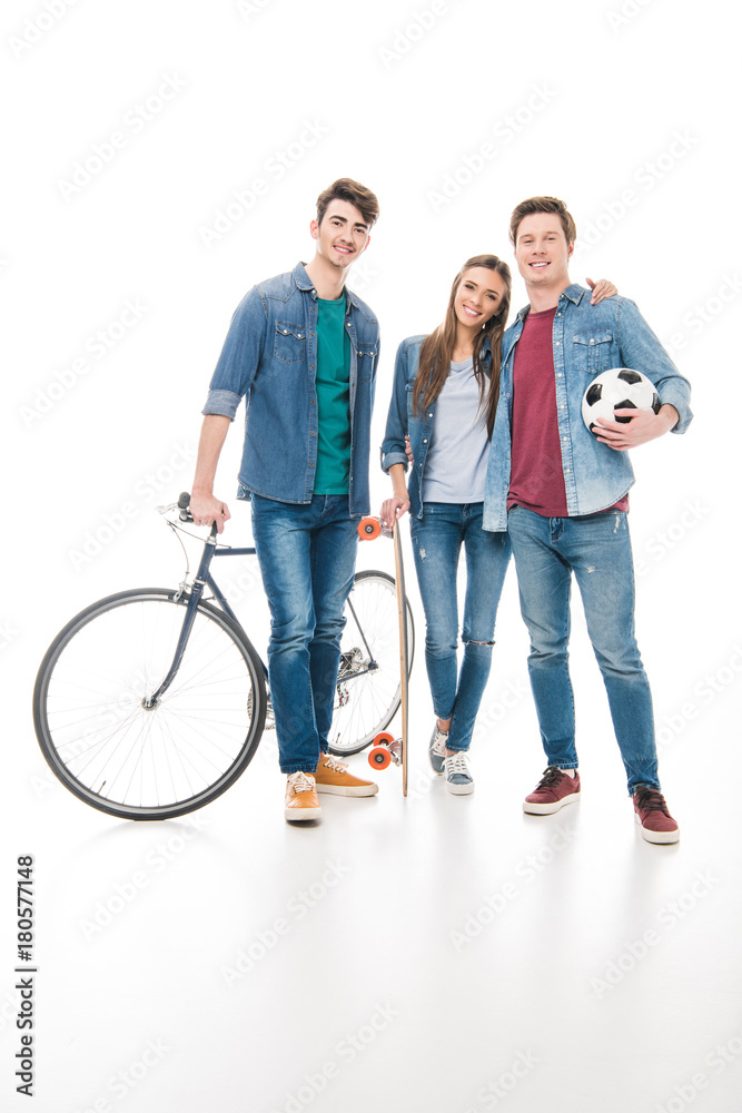 Fototapeta premium young friends with sport equipment