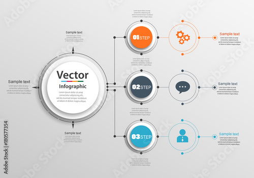 Abstract infographics number options template with 3 steps. Can be used for workflow layout, diagram, business step options, banner, web design. Vector eps 10