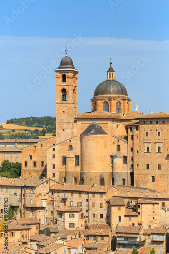 view of medieval castle in Urbino, Marche, Italy.