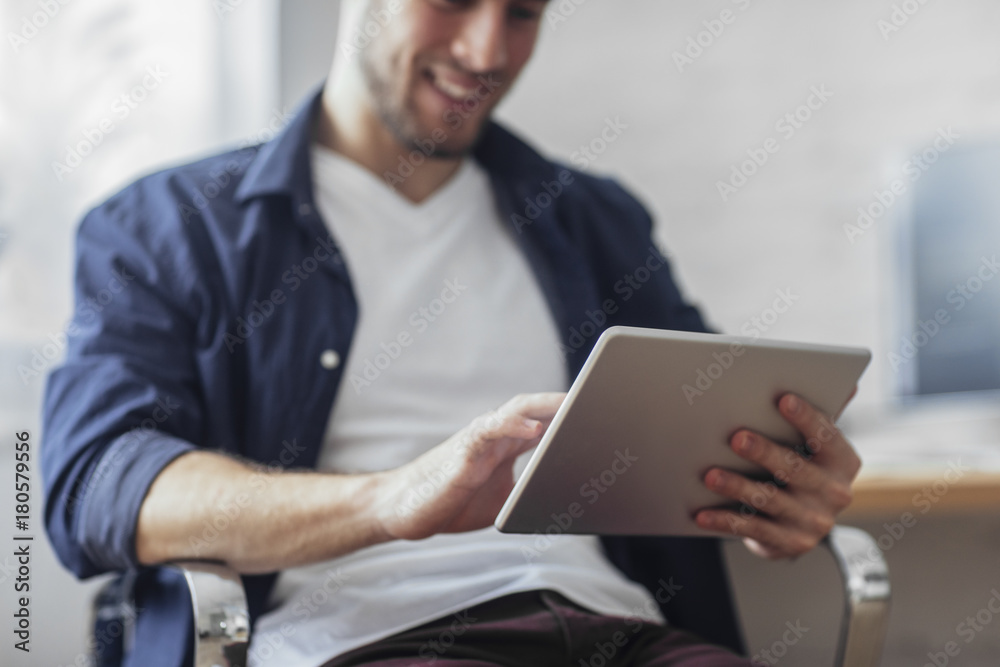 Man Using Tablet Man Using Tablet