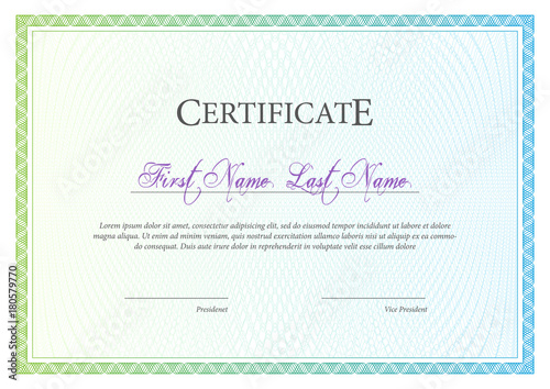 Certificate. Template diploma currency border.