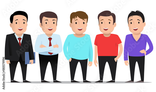 Group of guys in different clothes.