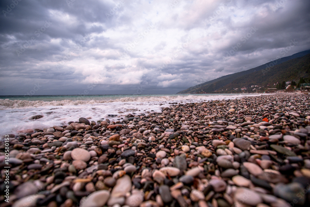 a long gray sky over the beach