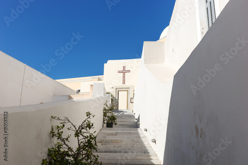 Stairs up to the church in Fira, Santorini