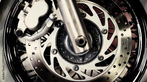 the front wheel of the new bike with disc brakes