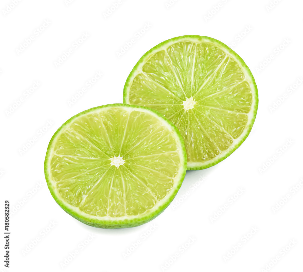 Lime slice. Fruit isolated on white background