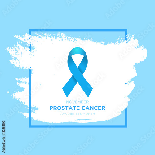 Prostate Cancer Blue Awareness Ribbon Background. Prostate cancer awareness symbol, isolated on blue background. Vector illustration