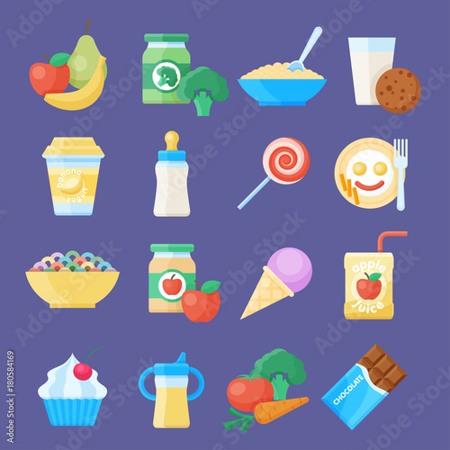 Baby food icon set