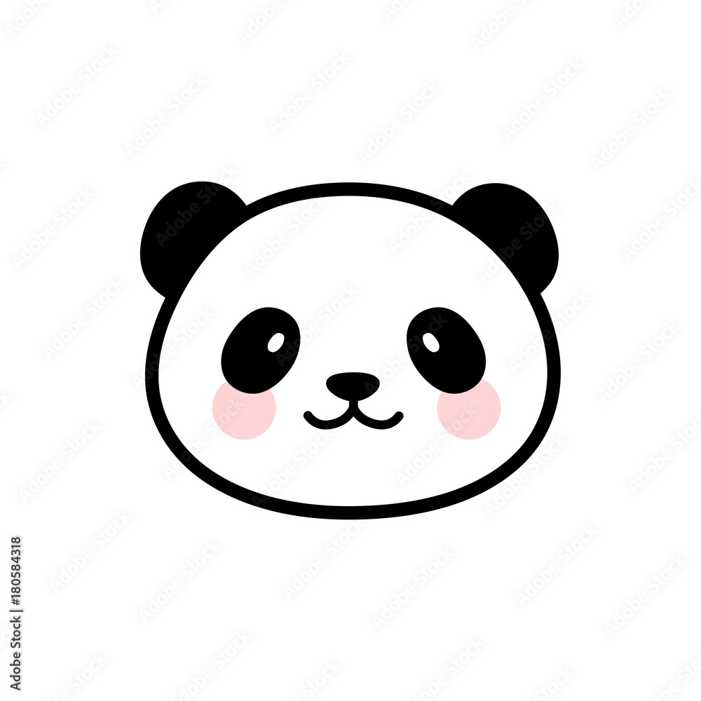 Naklejka premium Ładna Panda twarz wektor ikona