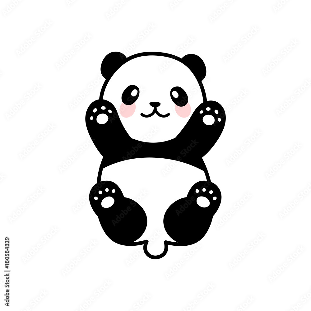 Obraz premium Ikona wektor ładny Panda