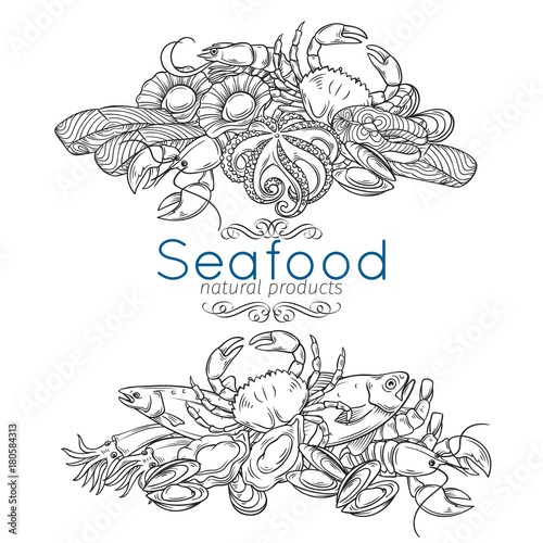 hand drawn seafood design