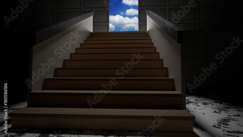 minimalism stairs into the blue sky 3d illustration