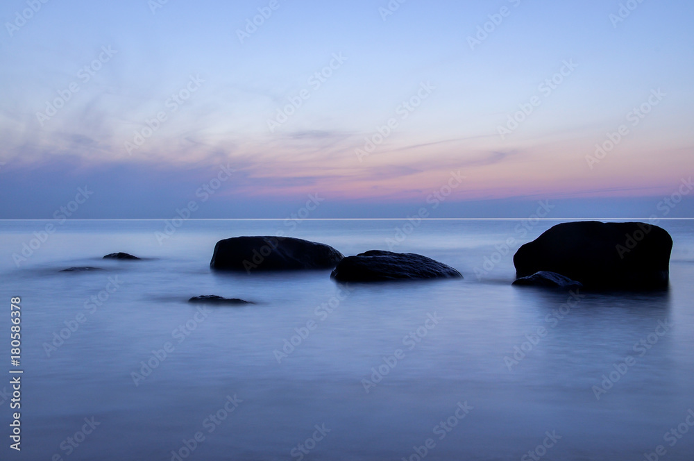 море, камни, закат, горизонт, молоко, Балтика