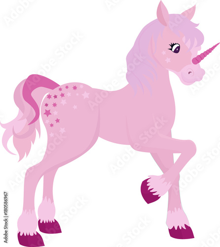 Pink Cartoon magic unicorn.