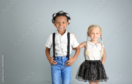 Cute fashionable children o...
