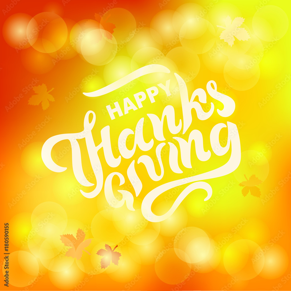 Hand drawn Happy Thanksgiving text. Lettering for Thanksgiving logo/ badge/postcard/poster/banner/web. Vector illustration for your artwork. Isolated on background.