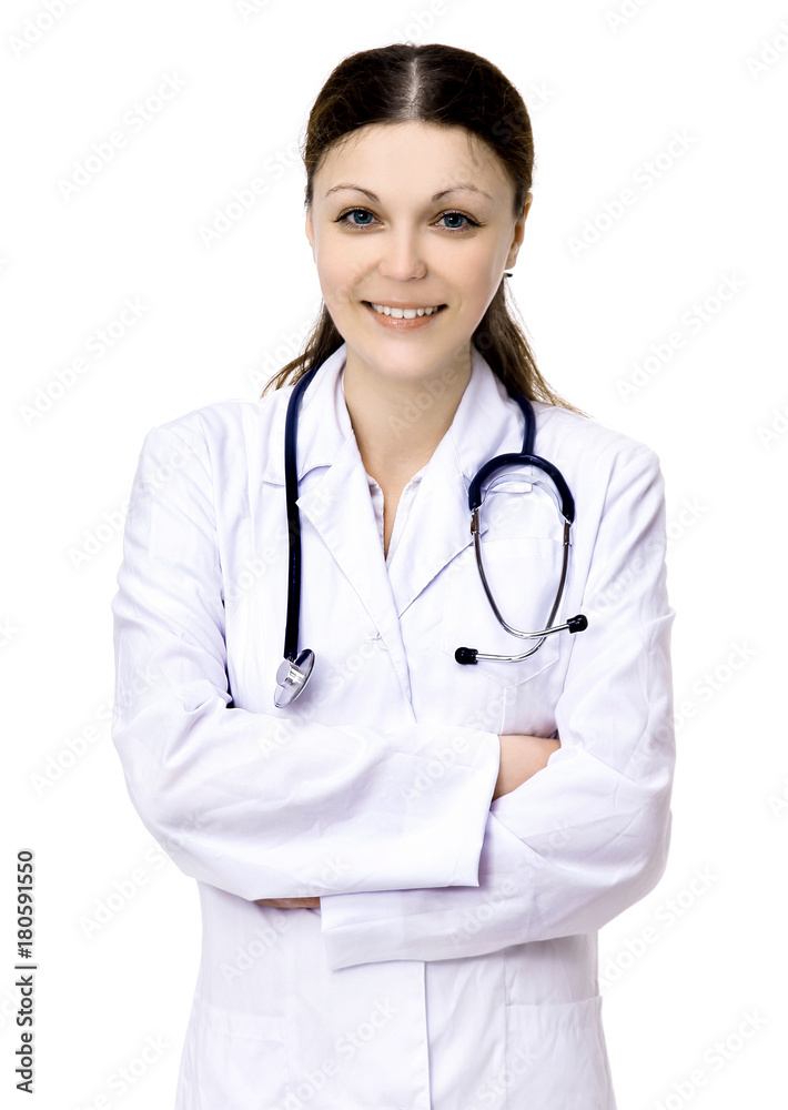 The doctor in the white background The doctor in the white background