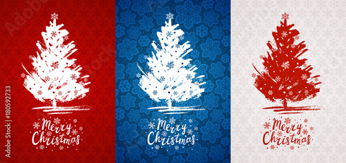 Set of Christmas greeting cards with Xmas tree