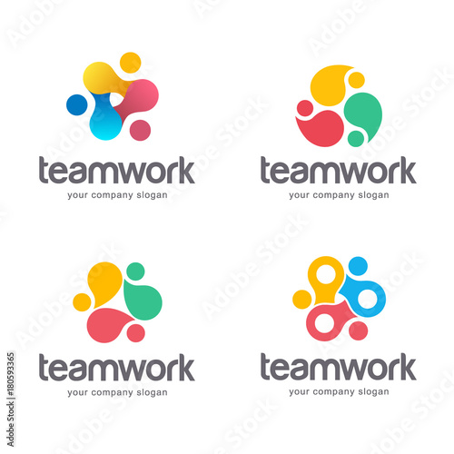 Vector abstract logo design. Teamwork, alliance. 