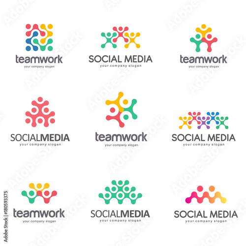 Set of vector logo design for social media, teamwork, alliance