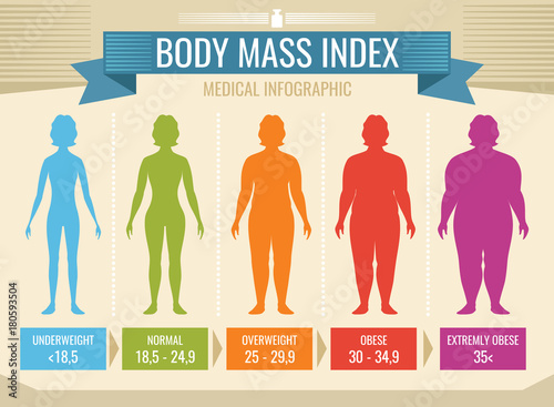 Woman body mass index vector medical infographic