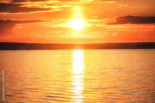 Beautiful sunset above the river