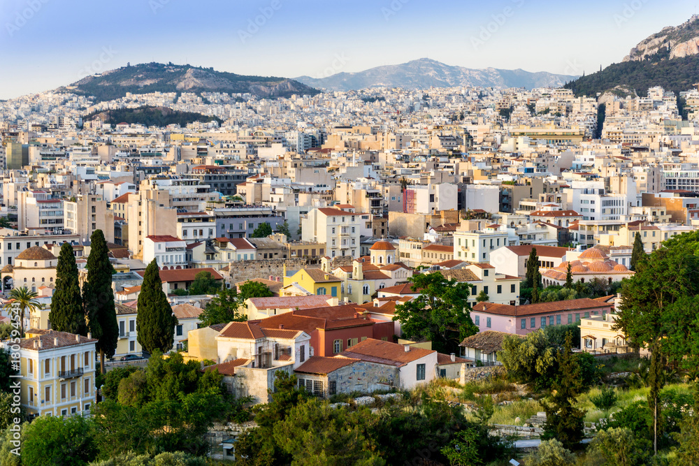 City view of old buildings in Athens, Greece